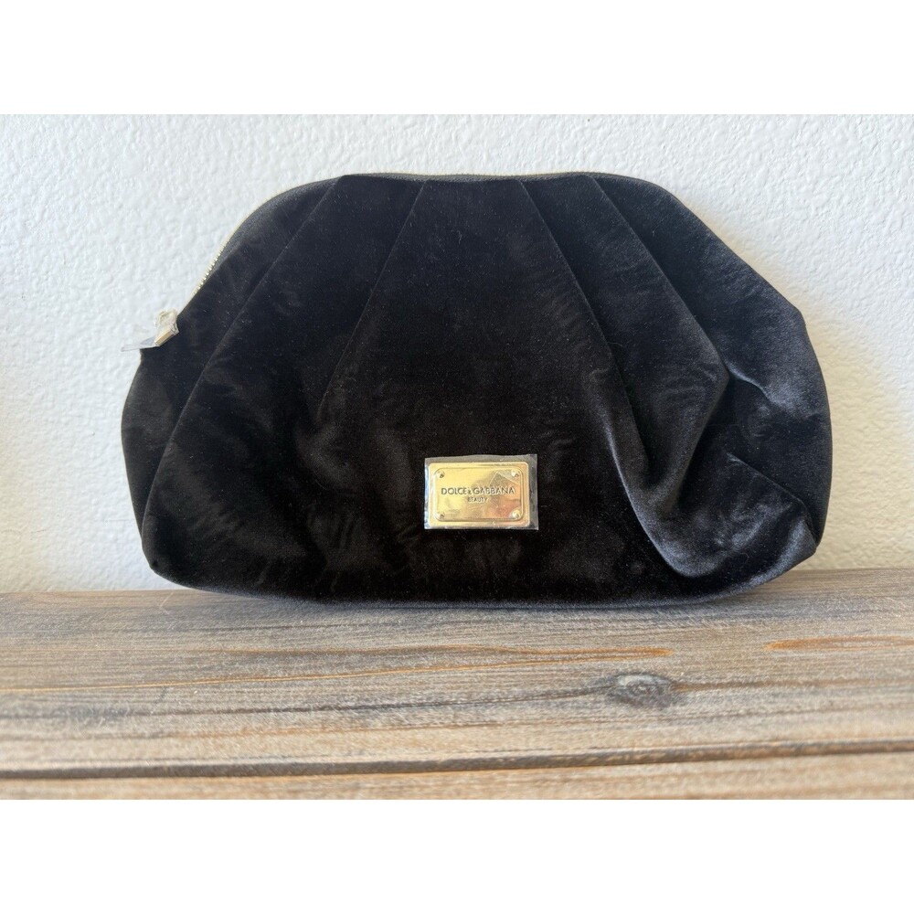 Women's Dolce & Gabbana Black Velvet Cosmetic Bag NWOT